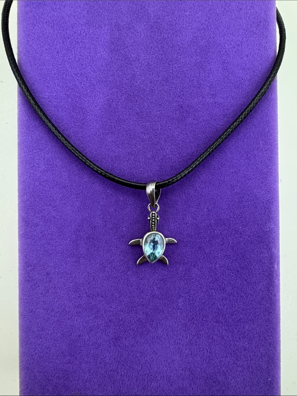 💛 Vintage Sterling Silver Topaz Turtle Pendant Necklace